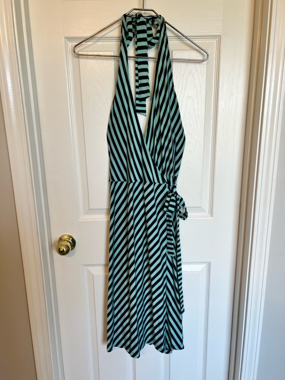 Women’s Blue Stripe Wrap Dress